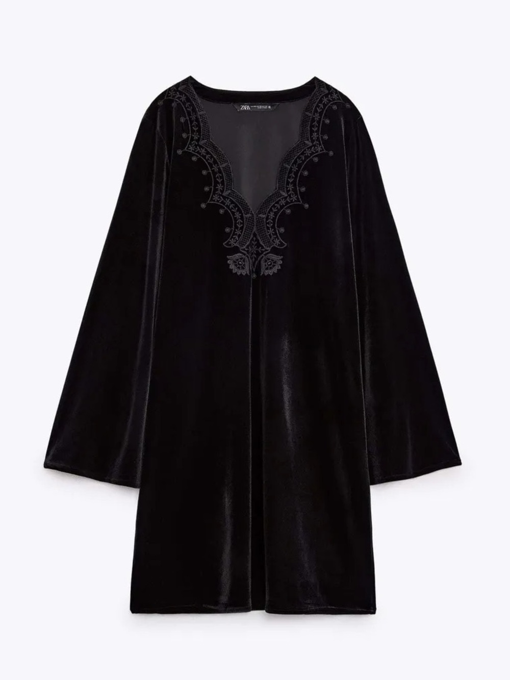 🎵 ZARA Velvet Embroidered Mini Dress